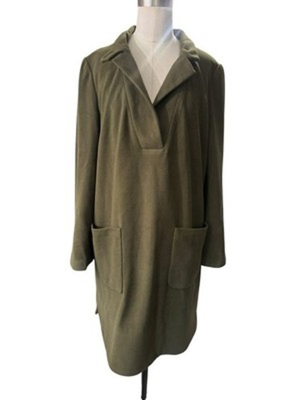 Tuckernuck Emerson Dress Olive Green Faux Suede Tunic Shift Elbow Patch Size M